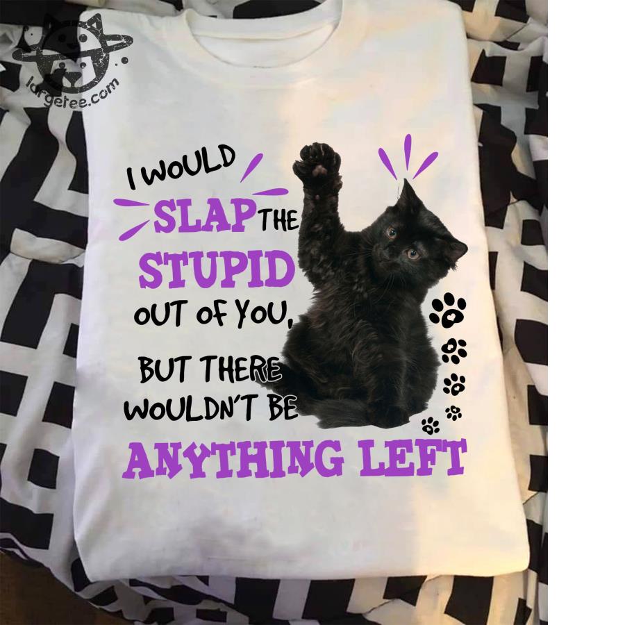 Black cat I would slap the stupid out of you but there wouldn_t be anything left s unisex, hoodie, sweatshirt