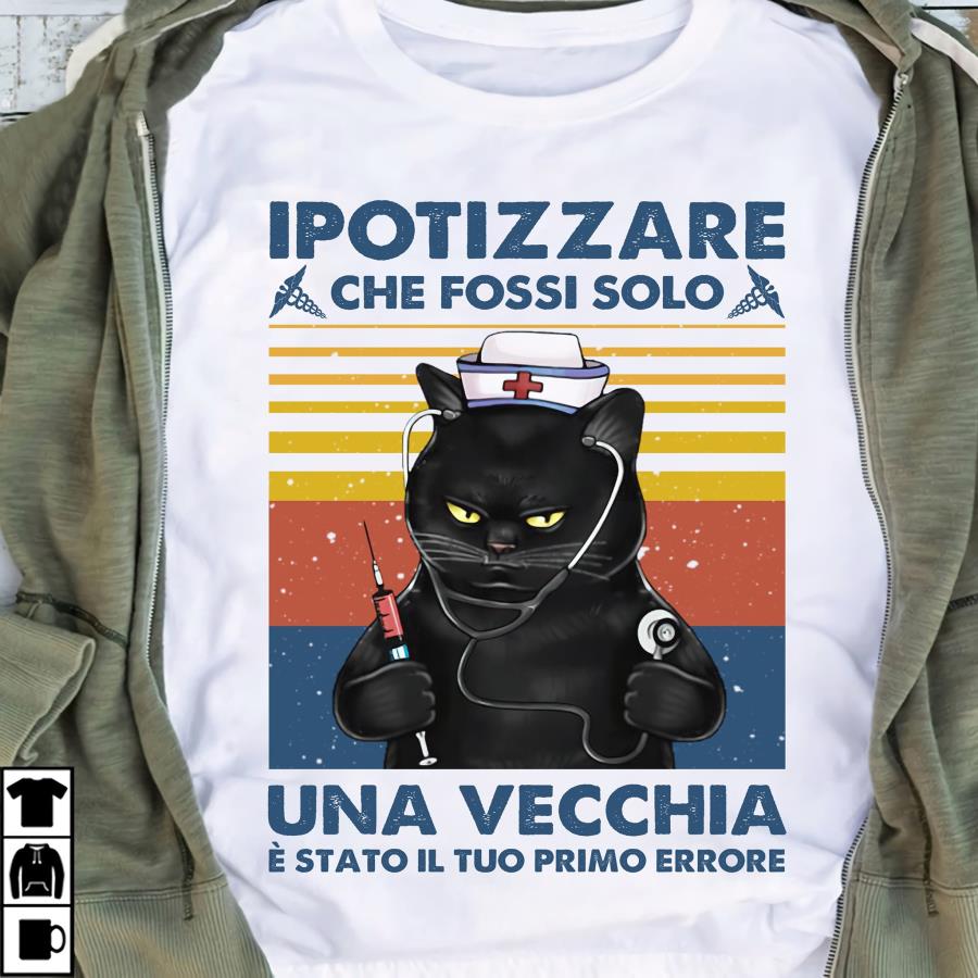 Black cat ipotizzare che fossi solo una vecchia vintage s unisex, hoodie, sweatshirt