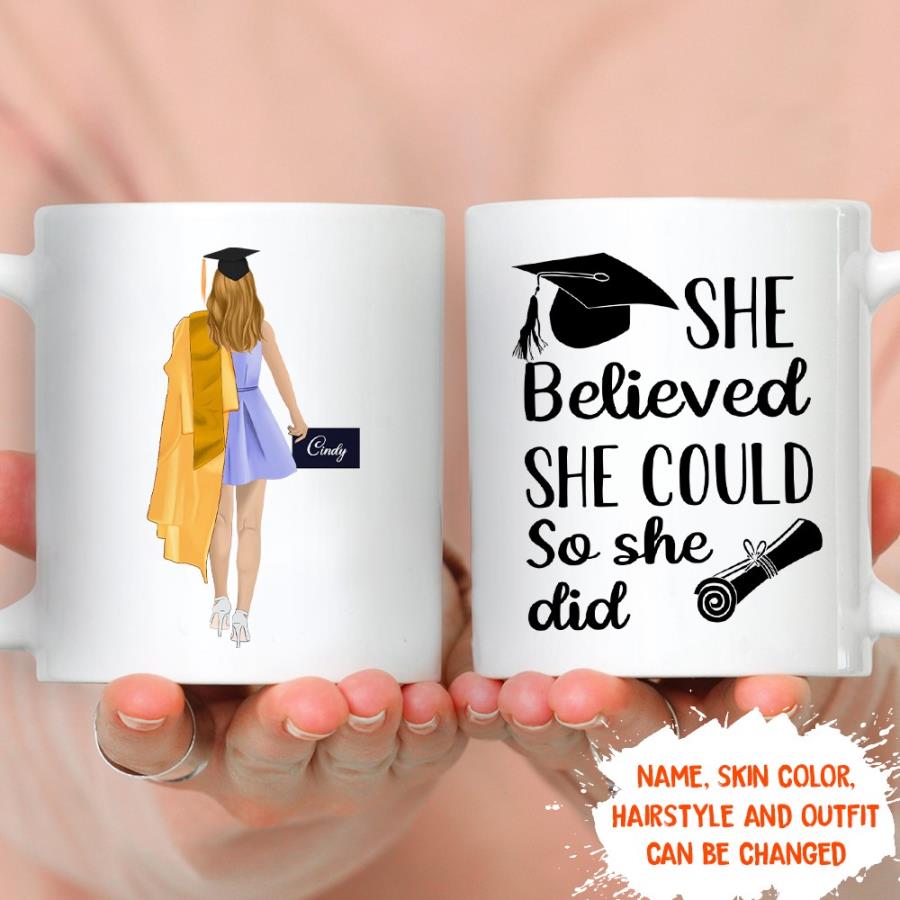 She believed she could so she did custom name mug, coffee personalized mug