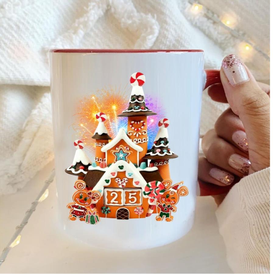 Disney castle mug, Disney mug, Mickey and Minnie gingerbread castle mug unisex, hoodie, sweatshirt