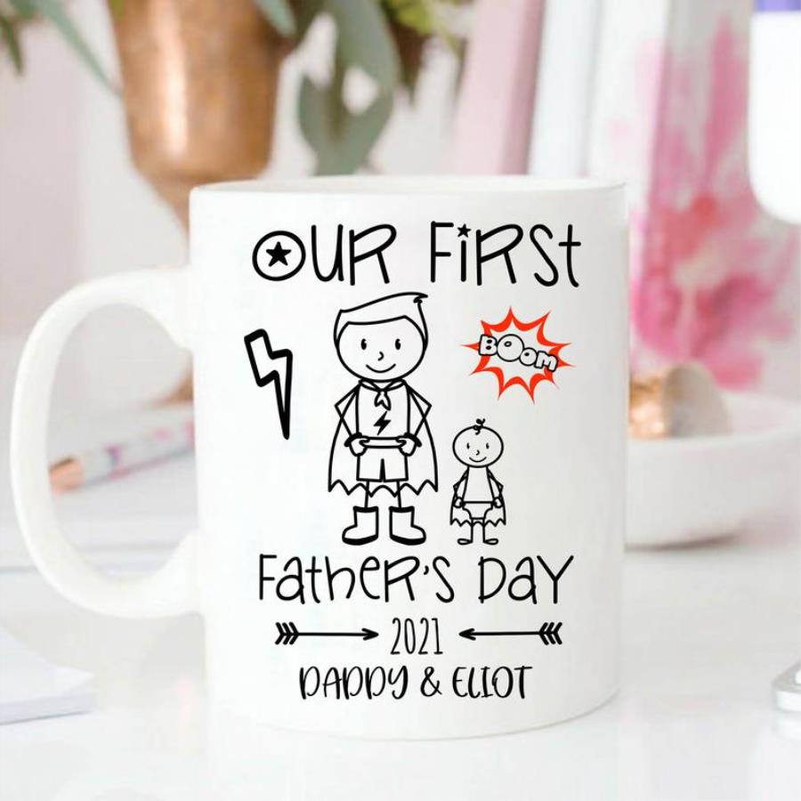 Father_s Day mug, Personalised Father_s Day Mug, our first father_s day custom name mug unisex, hoodie, sweatshirt