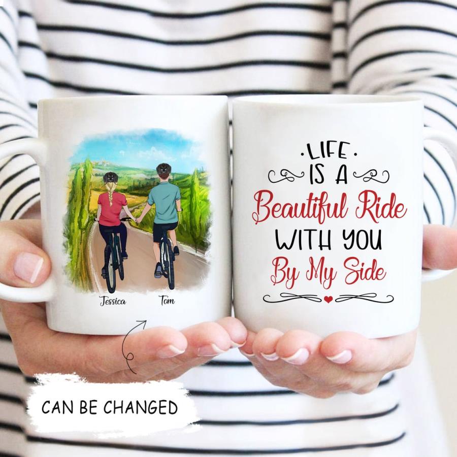 Life Is A Beautiful Ride With You By My Side Mug, Personalized Couple Mug unisex, hoodie, sweatshirt