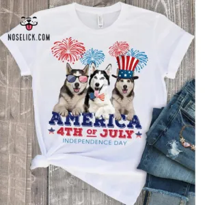 Husky Fireworks America 4th of July Independence Day shirt