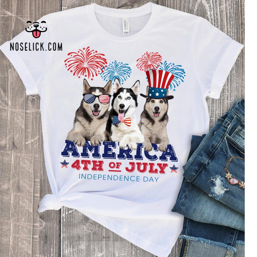 Husky Fireworks America 4th of July Independence Day shirt