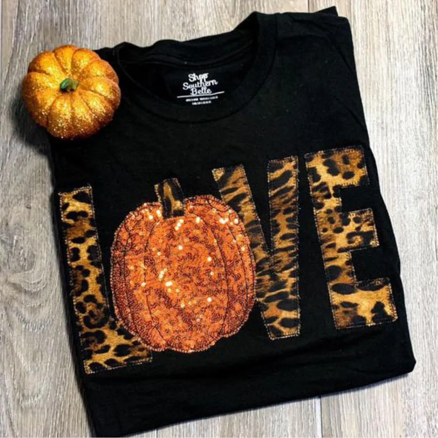 Love pumpkin leopard halloween shirt