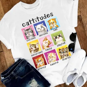 Cattitudes curious serious sad shirt