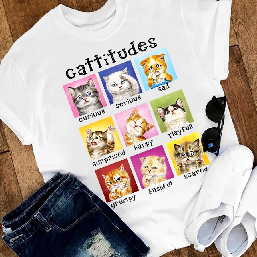 Cattitudes curious serious sad shirt