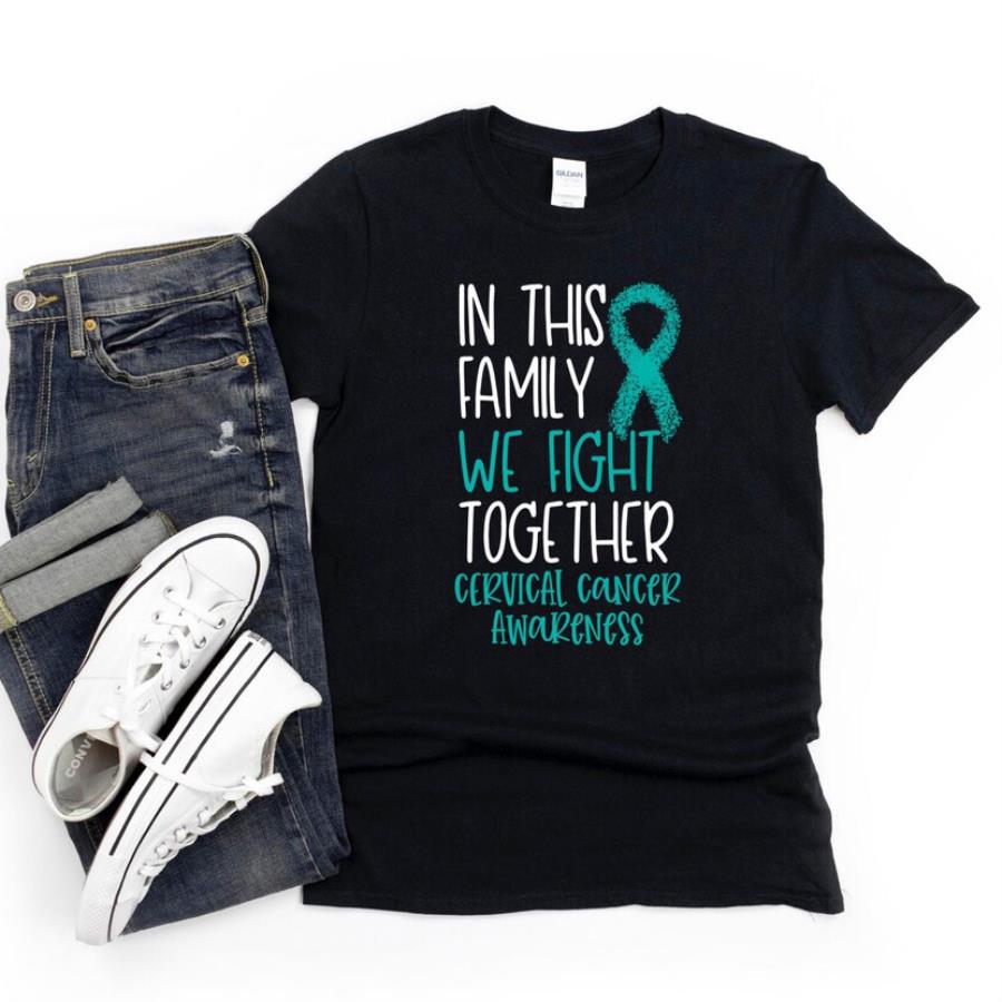 In this family we fight together cervical cancer awareness shirt
