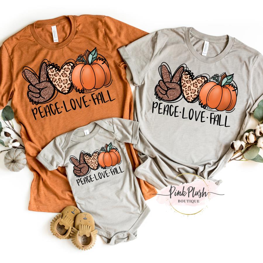 Leopard Peace love fall pumpkin family shirt