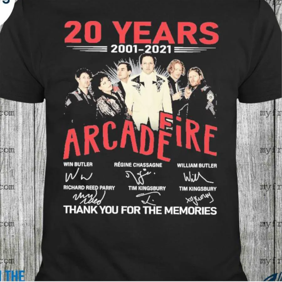 20 years 2001 2021 Arcade Fire Signatures thank you for the memories shirt