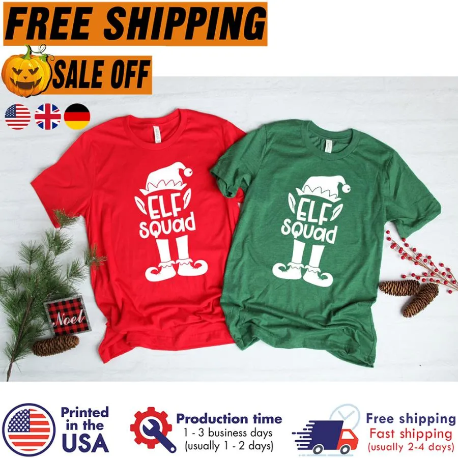 FREE SHIPING elf Squad Shirt, Christmas Couple Shirt, ,Christmas Shirts