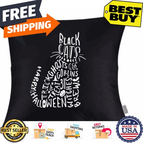 Back cats happy halloween trick ghosts goblins witches brew canvas pillow unisex, hoodie, sweatshirt