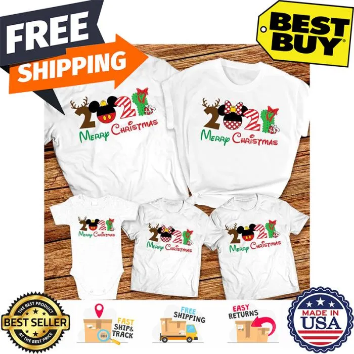 Disney 2021 merry christmas mickey minnie christmas family shirt