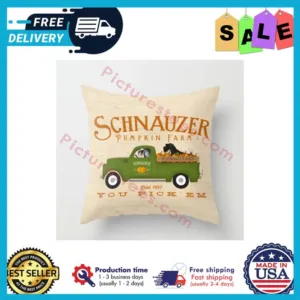 Funny truck schnauzer pumpkin farm estd 1957 you pick em thanksgiving canvas pillow