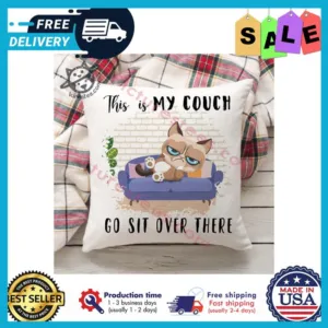 Nice cat grumpy this is my couch go sit over there canvas pillow