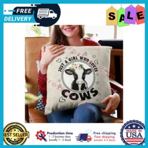 Premium heifer just a girl who loves cows canvas pillow