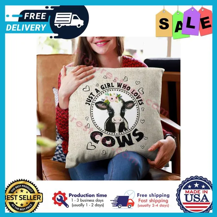 Premium heifer just a girl who loves cows canvas pillow