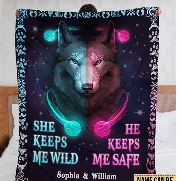 Personalized best sale wolf blanket