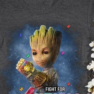 Baby Groot Fight for Autism Awareness s unisex, hoodie, sweatshirt