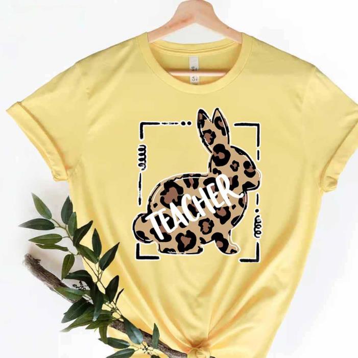 Cute Leopard Bunny Funny Easter Day -Shirt