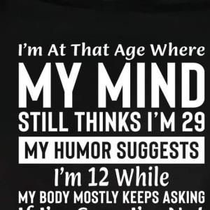 I'm At Age Where My Mind Still Thinks I'm 29 My Humor Suggests I'm 12 While My Body mostly keeps asking Shirt unisex, hoodie, sweatshirt