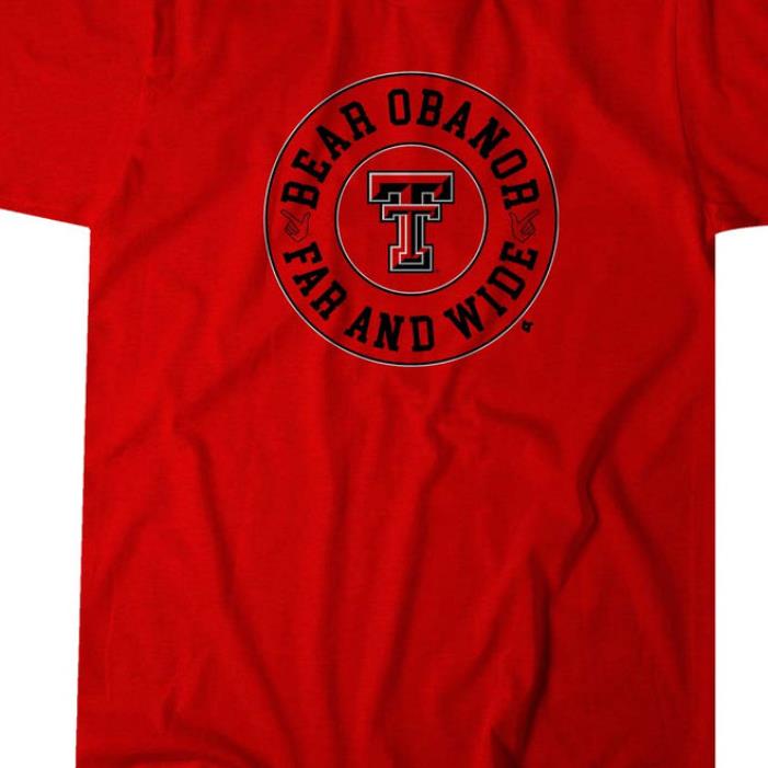 KEVIN OBANOR BEAR OBANOR FAR AND WIDE TEXAS TECH BASKETBALL SHIRT