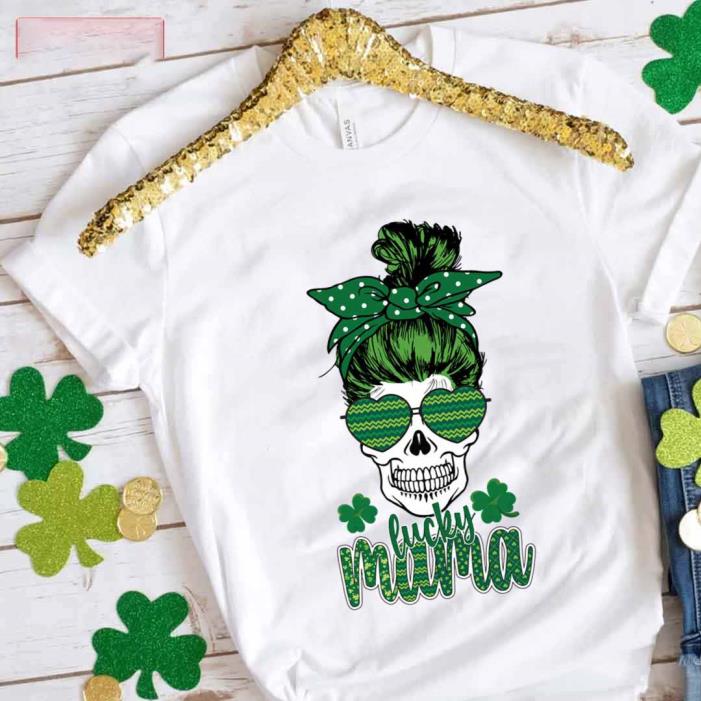 Lucky Mama Patrick’s Day Skull Bun Unisex -Shirt