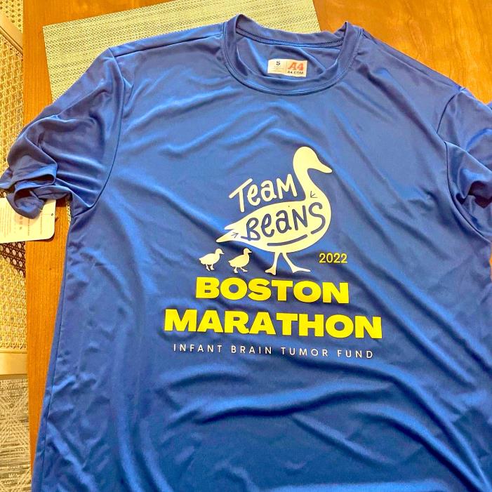 Team Beans Boston Marathon infant Brain Tumor Fund Duck Shirt
