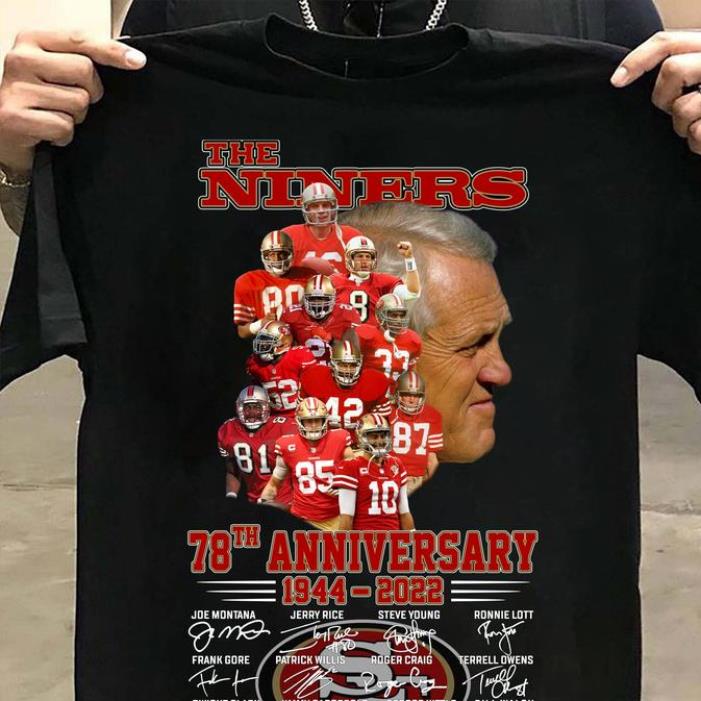 Get The Niners 78th anniversary 1944 2022 signature T-shirt For Free  Shipping • Podxmas