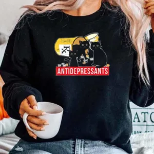 Cat Lover Antidepressants Black Cat Shirt