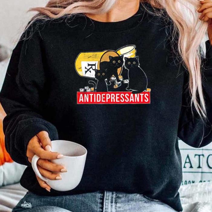 Cat Lover Antidepressants Black Cat Shirt