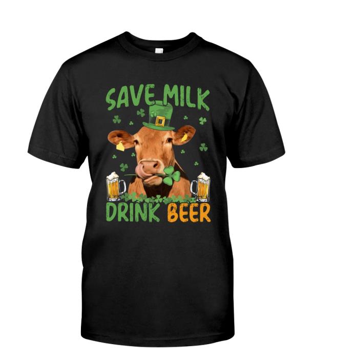 Cow Save Milk Drink Beer Patrick's Day Shirt