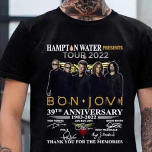 Hampton Water Presents Tour 2022 Bon Jovi Rock Band 39th Anniversary Thank you Shirt