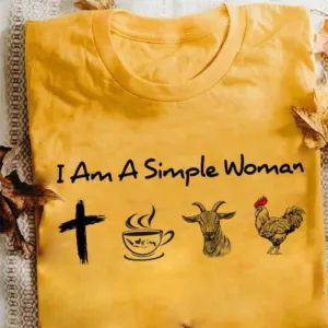 I Am A Simple Women Coffe Goat Chicken Shirt