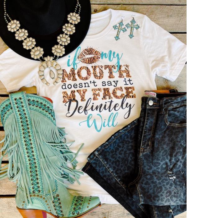 If my mouth doesn't say it my face definitely will leopard sign shirt