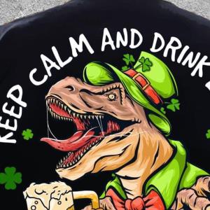 St. Patrick's Day Keep Clam And Drink Like A Shepard Dinosaur Drinking Shirt unisex, hoodie, sweatshirt