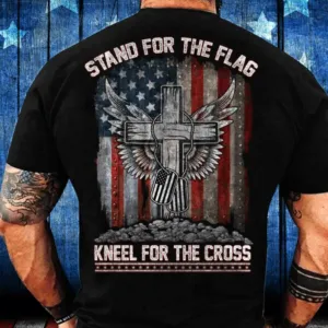 Stand For The Flag Kneel For The Cross American Flag Shirt