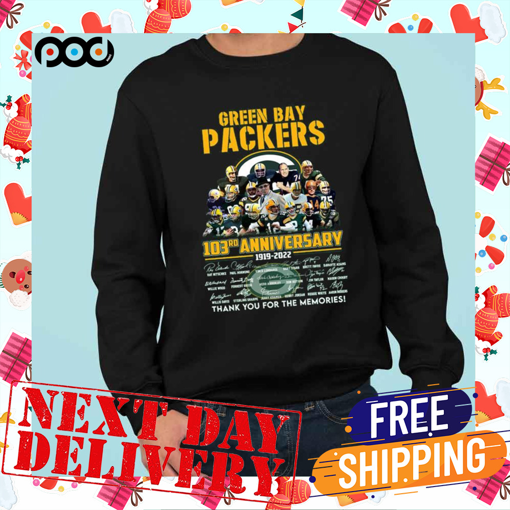 103th Anniversary 1919 2022 Green Bay Packers Football Thank You For The Memories Shirt