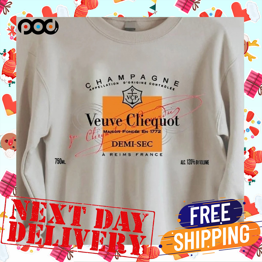 Champagne Veuve Rose Orange Champagne Label Retro Shirt