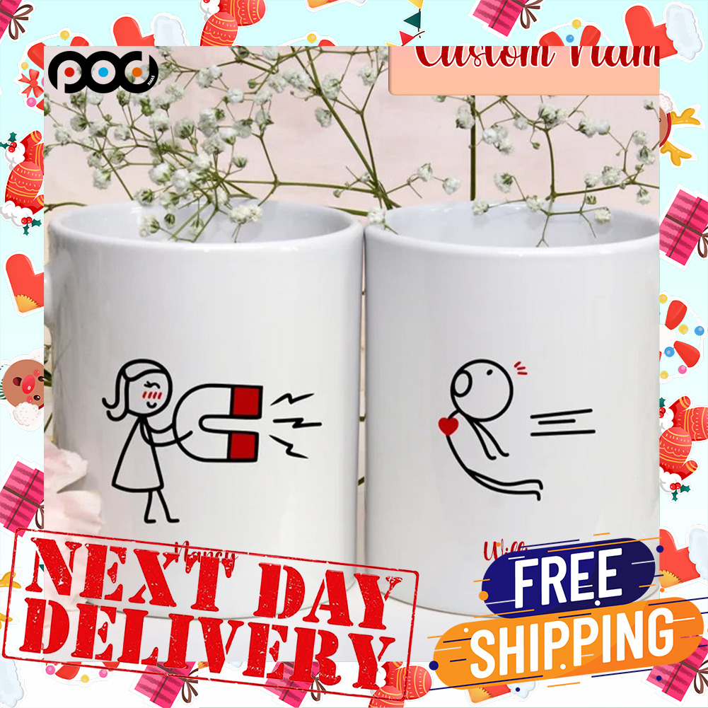 Custom Name Magnet Suction Couple Valentine Day Mug
