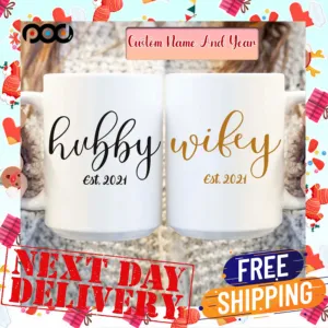 Hubby/Wifey Customized Name And Year Valentine Day Mug