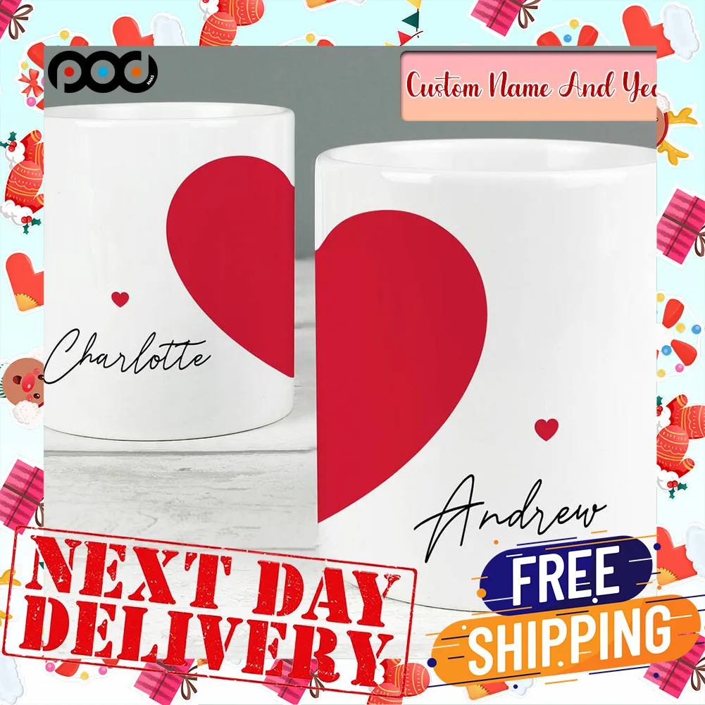 Custom Name And Year Heart Valentine Day Shirt