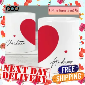 Custom Name And Year Heart Valentine Day Shirt