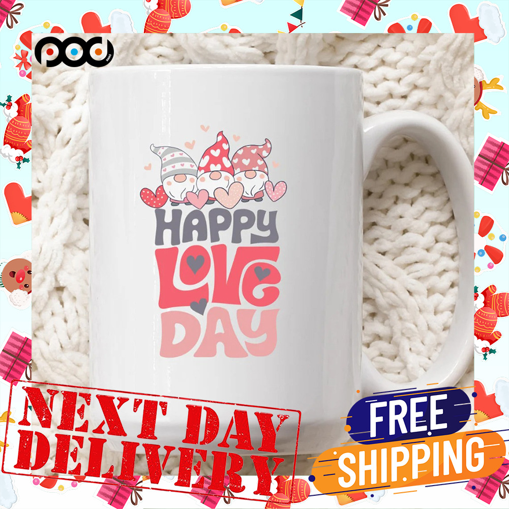 Happy Love Day Gnomes With Hearts Love Message Valentine Day Gift Mug Happy Love Day Gnomes With Hearts Love Message Valentine Day Gift Mug