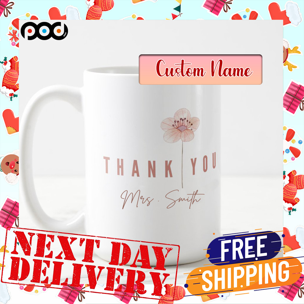 Custom Name Flower Minimalist Teacher Day Mug