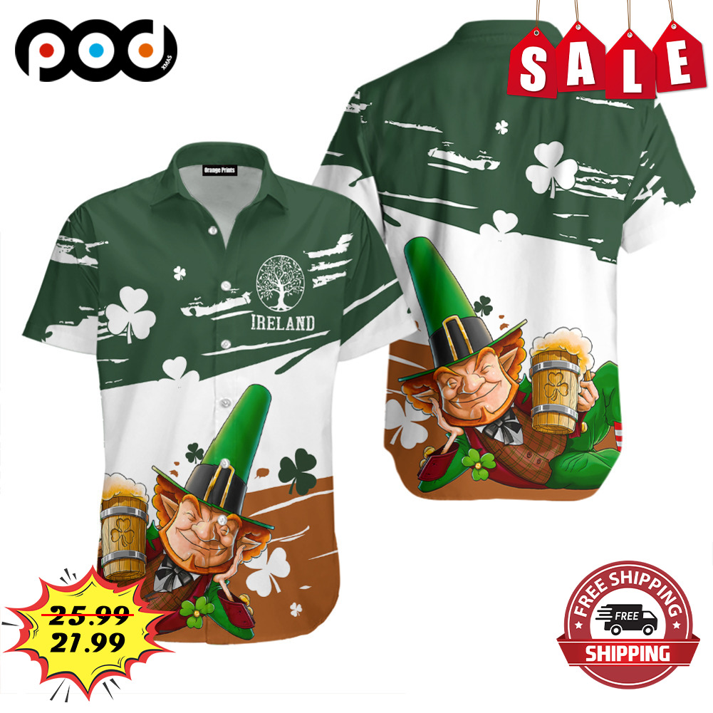 Happy Leprechaun St. Patrick's Day Ireland Beer Hawaiian Shirt