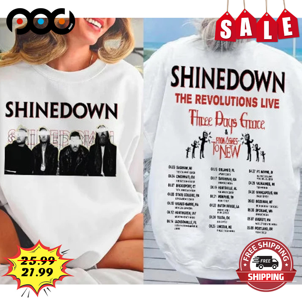 Shinedown Band The Revolutions Live Tour 2023 Rock Music Shirt
