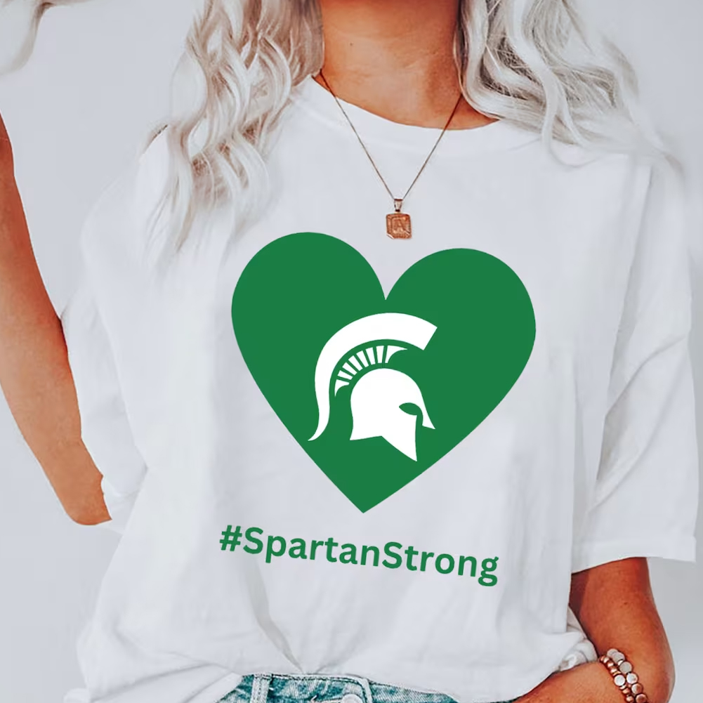 Spartan Strong Heart Michigan State College End Gun Violence Shirt