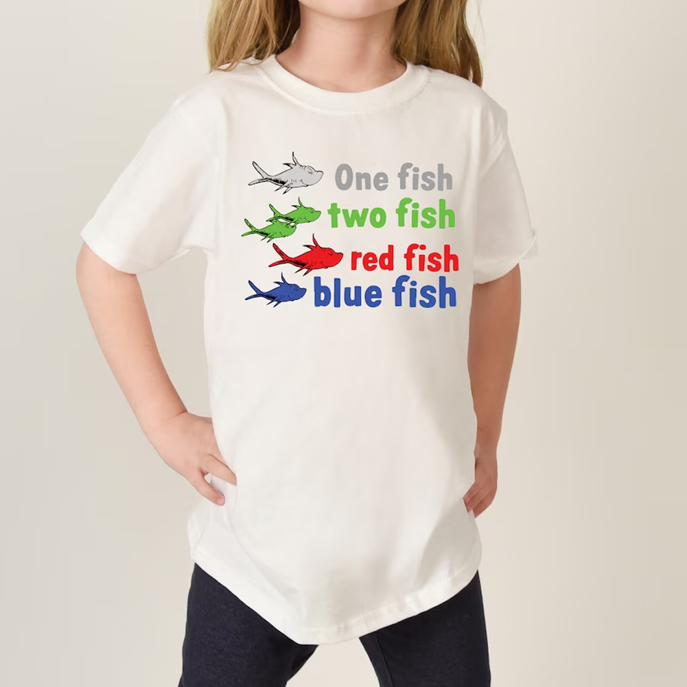 Dr Seuss Reading Day One Fish Two Fish Red Fish Blue Fish Reading Week Shirt