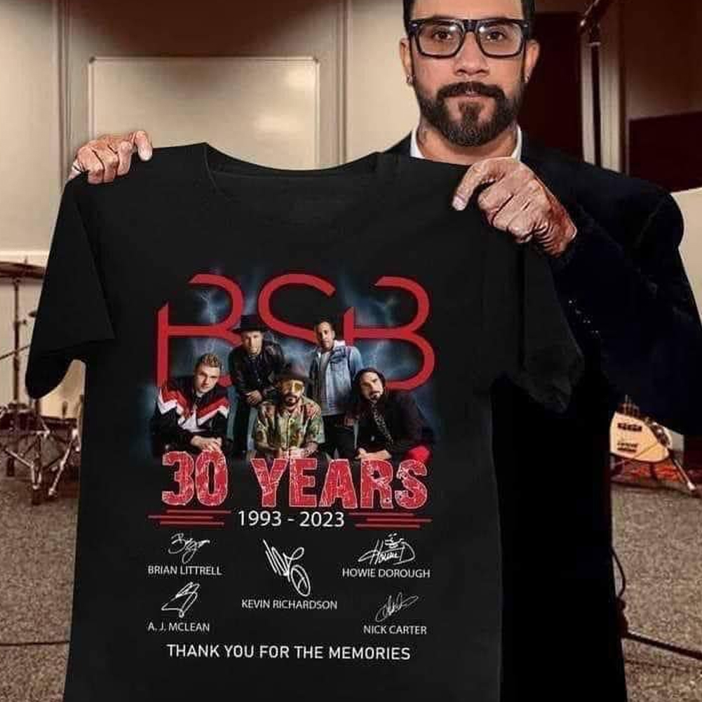 BSB Backstreet Boys Band Member 30 years 1993-2023 thank you for the memories signatures shirt